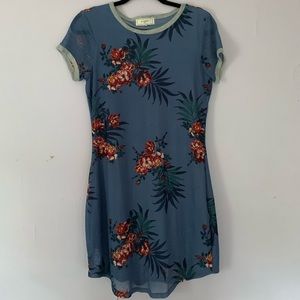 Blue Floral t-shirt dress
